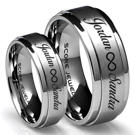 radium Noord West eeuw Infinity Couple Rings, Matching Couple Wedding Rings Set, Couple Wedding  Rings, CUSTOMIZE YOUR NAMES Wedding Bands, Always and Forever Jewelry,  Silver Tungsten Wedding Ring, Silver Tungsten Rings