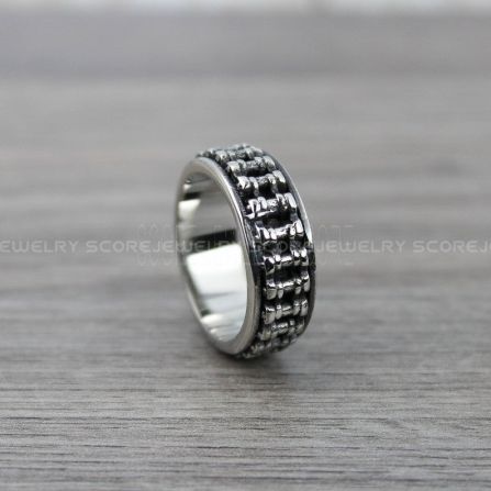 Spinner Ring, Silver Stainless Steel Ring, Spinner Ring with Silver