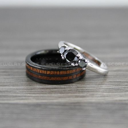 Koa Wedding Ring 10mm Black Tungsten Band with Koa Wood Inlay 10mm Black Tungsten Wedding Ring Koa Wood Tungsten Band Koa Wood Ring