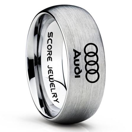 Bekijk het internet toezicht houden op Eerlijk Audi Ring, Silver Audi Ring, Silver Tungsten Ring, Silver Wedding Ring,  Tungsten Wedding Band, Silver Tungsten Wedding Ring
