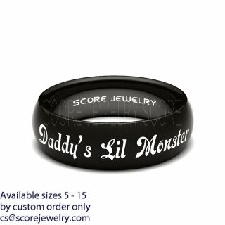 Daddy's Lil Monster Ring, Joker and Harley Rings, Cosplay Ring, Black Joker and Harley Rings, Joker & Harley Rings, Joker Harley Rings, Joker Rings, Joker and Harley Jewelry, Black Tungsten Ring