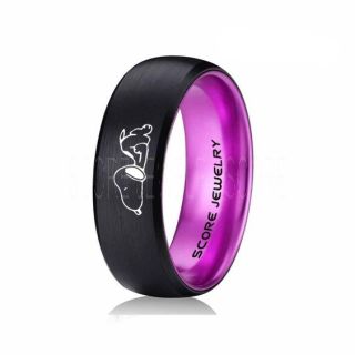 Snoopy Ring, Purple Tungsten Ring, Purple Ring, Purple Wedding Band, Black Wedding Band, Black Wedding Ring, Purple Wedding Ring, Black Tungsten Ring