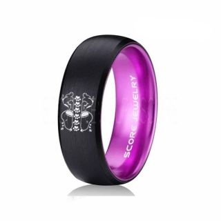 Snoopy Ring, Purple Tungsten Ring, Purple Ring, Purple Wedding Band, Black Wedding Band, Black Wedding Ring, Purple Wedding Ring, Black Tungsten Ring