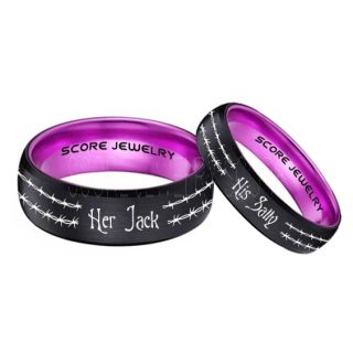 Jack and Sally Rings, Jack and Sally Wedding Bands, Black Tungsten Rings, Black Tungsten Wedding Bands, Jack and Sally Wedding Rings