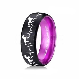 Mustang Ring, Horse Ring, Mustang Heartbeat Ring, Equestrian Ring, Horse Lovers Ring, Western Ring, Cowboys Ring, Black Tungsten Ring, Black Wedding Band, Horse Wedding Ring