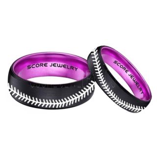 2 Piece Couple Set Baseball Rings, Baseball Stitch Pattern Rings, Black Tungsten Rings, Black Rings, Black Wedding Bands, Black Wedding Rings, Baseball Stitch Rings, Black Tungsten Bands