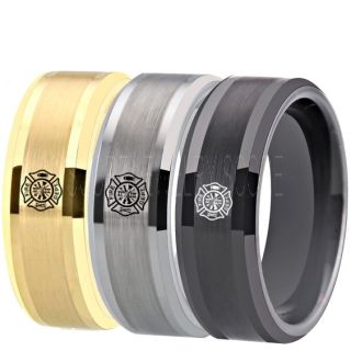 Fire Department Ring, Fireman Ring, Fireman Jewelry, Black Tungsten Band, Black Tungsten Wedding Band, Firefighter Ring, Fire Department Tungsten Ring