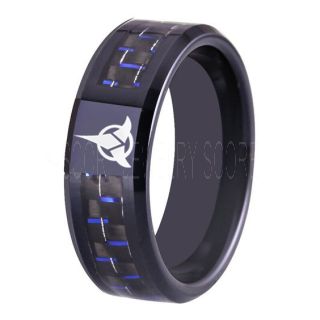 STAR TREK RING, KLINGON RING, KLINGON EMPIRE RING, TREKY RING, STAR TREK JEWELRY, STAR TREK WEDDING BAND, STAR TREK WEDDING RING, BLACK TUNGSTEN RING