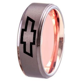 Chevrolet Ring, Chevy Ring, Bowtie Ring, Gunmetal Chevy Bowtie Ring, Chevy Wedding Ring, Chevy Wedding Band, Chevrolet Wedding Ring, Chevrolet Wedding Band