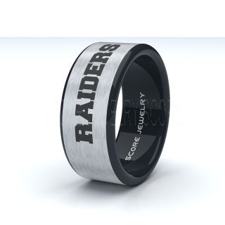 Black Tungsten Band NFL Football Oakland Raiders Ring
