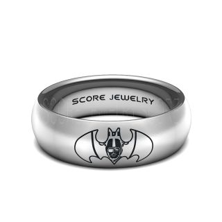 Tungsten Band with Domed Edge NFL Football Oakland Raiders Batman Logo Ring