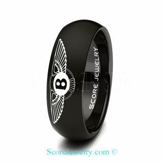 Black Tungsten Band with Domed Edge Bentley Motors Logo Ring