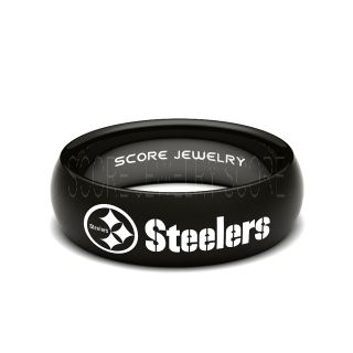  Steelers Ring, Steelers Wedding Ring, Steelers Wedding Band, Football Wedding Band, Football Jewelry