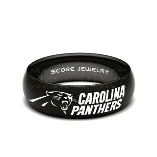 Panthers Ring, Football Ring, 8mm Black Tungsten Ring, Black Wedding Ring