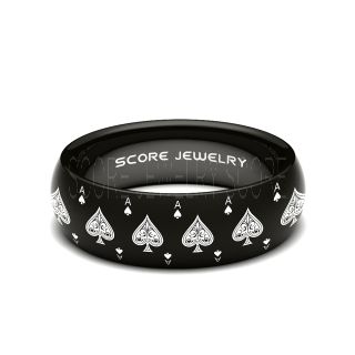 Ace of Spades Ring, Poker Ring, Blackjack Ring, Casino Ring, Joker Ring, Joker Card Suit Ring, Poker Wedding Ring, Black Poker Ring, Card Suit Wedding Band