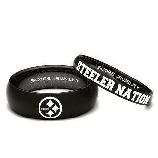  Steelers Ring, Steelers Wedding Ring, Steelers Wedding Band, Football Wedding Band, Football Jewelry