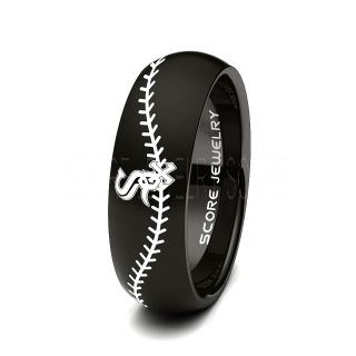 White Sox Ring, White Sox Wedding Ring, White Sox Wedding Band, Baseball Wedding Band, Baseball Jewelry 