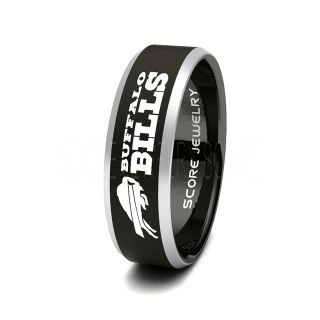 Black Tungsten Ring, Bills Ring, Football Ring, Black Wedding Band