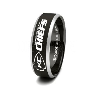 Chiefs Ring, Chiefs Wedding Rings, Chiefs Wedding Band, Football Wedding Band, Football Jewelry
