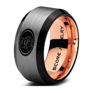 49ERS Ring, 49ERS Jewelry, 10mm Silver Tungsten Band with Beveled Edge and Brushed Finish, Silver Tungsten Ring, Silver Wedding Band
