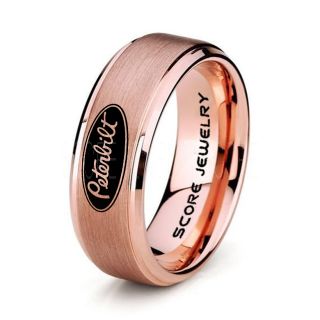 8mm 14K Rose Gold Tungsten Band with Step Edge Peterbilt Ring