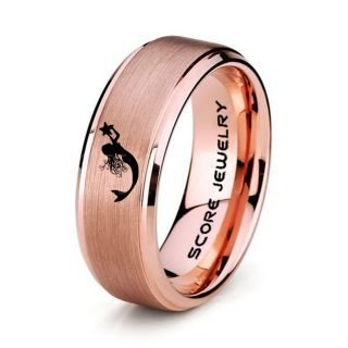 Mermaid Ring, Mermaid Jewelry, 14K Rose Gold Tungsten Mermaid Ring, Mermaid Wedding Ring, Mermaid Ring Wedding Band, Rose Gold Ring