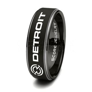 Black Tungsten Ring with Step Edge Matte Finish 8mm Tungsten Wedding Band Detroit Diesel Ring