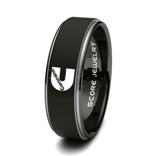 Black Tungsten Ring with Step Edge Matte Finish 8mm Tungsten Wedding Band Cummins Ring