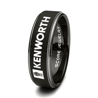 Black Tungsten Ring with Step Edge Matte Finish 8mm Tungsten Wedding Band Kenworth Ring