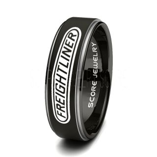 Black Tungsten Ring with Step Edge Matte Finish 8mm Tungsten Wedding Band Freightliner Trucks Ring