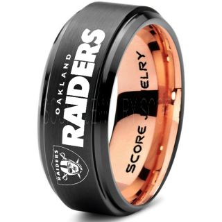 Black Tungsten Ring with Step Edge Brushed Finish 8mm Tungsten Wedding Band Oakland Raiders Ring Raiders Ring