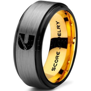 Silver Tungsten Ring with Step Edge Brushed Finish 8mm Tungsten Wedding Band Cummins Ring Cummins Engine Ring