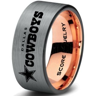 Silver Tungsten Ring with Flat Edge Brushed Finish 8mm Tungsten Wedding Band Dallas Cowboys Ring Cowboys Ring