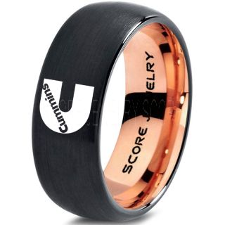 Black Tungsten Ring with Domed Edge Brushed Finish 8mm Tungsten Wedding Band Cummins Ring Cummins Engine Ring