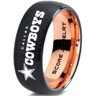 Black Tungsten Ring with Domed Edge Brushed Finish 8mm Tungsten Wedding Band Dallas Cowboys Ring Cowboys Ring