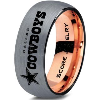 Silver Tungsten Ring with Domed Edge Brushed Finish 8mm Tungsten Wedding Band Dallas Cowboys Ring Cowboys Ring