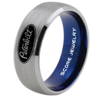 Silver Tungsten Ring with Domed Edge Brushed Finish 8mm Tungsten Wedding Band Peterbilt Ring Peterbilt Trucks Ring