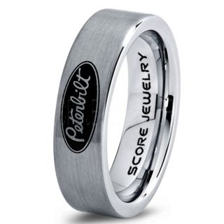 Silver Tungsten Ring with Flat Edge Brushed Finish 6mm Tungsten Wedding Band Peterbilt Ring Peterbilt Trucks Ring