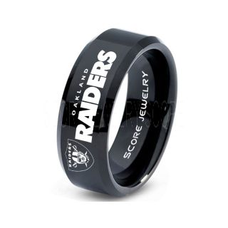Black Tungsten Ring with Beveled Edge Polished Finish 8mm Tungsten Wedding Band Oakland Raiders Ring Raiders Ring