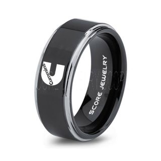 Black Tungsten Ring with Step Edge Polished Finish 8mm Tungsten Wedding Band Cummins Ring Cummins Engine Ring