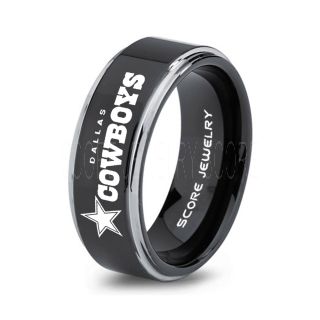 Cowboys Ring, Cowboy Ring, Cowboys Jewelry, Football Ring, Football Jewelry, Black Tungsten Ring, Black Wedding Band