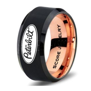 Black Tungsten Ring with Beveled Edge Polished Finish 10mm Tungsten Wedding Band Peterbilt Ring Peterbilt Trucks Ring