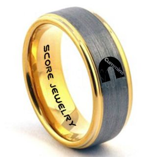 Silver Tungsten Ring with Step Edge Brushed Finish 8mm Tungsten Wedding Band Cummins Ring Cummins Engine Ring