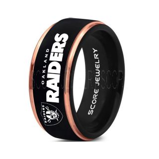 Raiders Ring, Black Tungsten Raiders Ring, Football Ring, 8mm Black Tungsten Ring Raiders Heartbeat Wedding Ring
