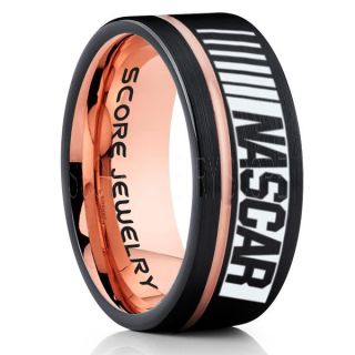 NASCAR Ring, NASCAR Jewelry, Racing Ring, Racing Flag Ring, Checkered Flag Ring, Chequered Flag Ring, Black Tungsten Ring, Car Racing Ring, Black Wedding Band, Black Tungsten Ring