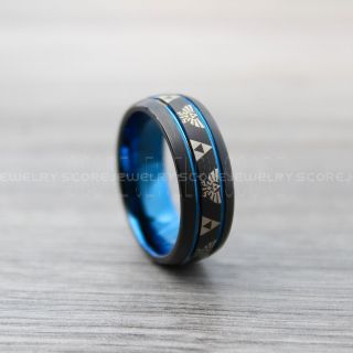 Zelda Ring, Legend of Zelda Ring, Zelda Wedding Ring, Zelda Wedding Band, Black Tungsten Ring, Black Wedding Band