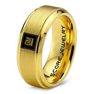 GM Ring, GM Truck Ring, Truck Ring, Trucker Ring, Pickup Truck Ring, GM Jewelry, 14K Yellow Gold Tungsten Ring, Yellow Gold Tungsten Wedding Band, Yellow Gold Wedding Band