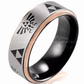Legend of Zelda Ring, Zelda Triforce Ring, Black Zelda Wedding Ring, Black Tungsten Zelda Wedding Band, Black Tungsten Ring, Black Wedding Band, Gamer Ring