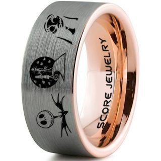 Jack and Sally Ring, Jack and Sally Wedding Band, We're Simply Meant To Be Ring, Silver Tungsten Ring, Silver Tungsten Wedding Band, Jack and Sally Wedding Ring