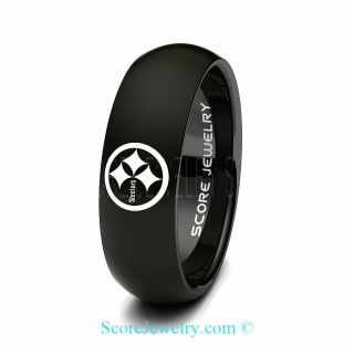 Football Ring, Steelers Ring, Steelers Jewelry, Black Tungsten Ring, Black Tungsten Wedding Band, Football Jewelry, Black Wedding Ring